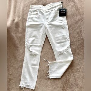 Women's Mother White Distressed Jeans